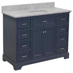 Kitchen Bath Collection - Aria 48" Bathroom Vanity, Marine Gray, Carrara Marble - The Aria: showroom looks with everyday practicality.