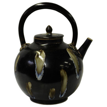 Chinese Ware Brown Black Glaze Ceramic Jar Vase Teapot Display Art Hcs5662