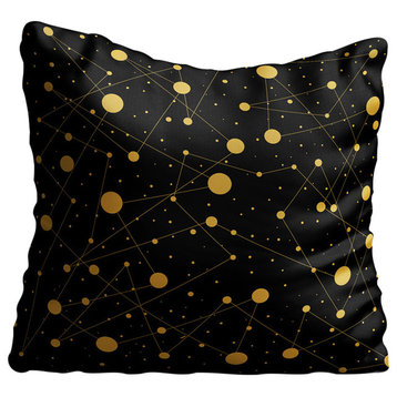 Gold Abstract Dots And Lines Throw Pillow Case