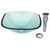 Tempered Glass Sink with Drain, Single Layer Green Square Bowl Sink