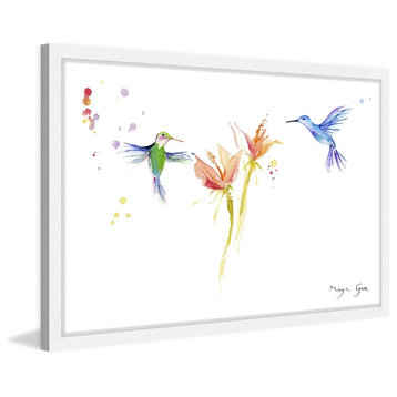 Marmont Hill, "Hummingbirds Hover" by Maya Gur Framed Painting Print, 24x16