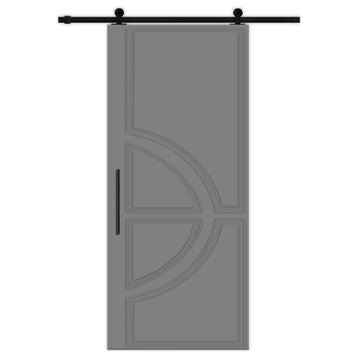 Flush barn door with different hardware CNC engraving designs and colors options, 48"x81" Inches