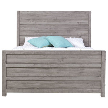 Camaflexi Carmel Solid Wood Queen Bed in Antique Gray