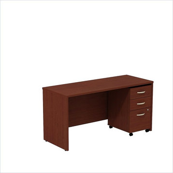 Series C 60W x 24D Office Desk with Drawers in Mahogany - Engineered Wood