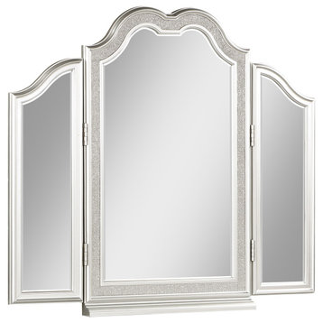 Evangeline Vanity Mirror With Faux Diamond Trim Silver