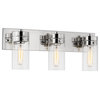 Intersection 3-Light Vanity, Polished Nickel With Clear Glass