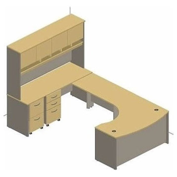 Bush Business Furniture Series C 6-Piece U-Shape Bow-Front Desk in Hansen Cherry