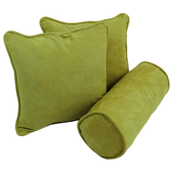 Solid Microsuede Throw Pillows With Inserts, 3-Piece Set, Mojito Lime