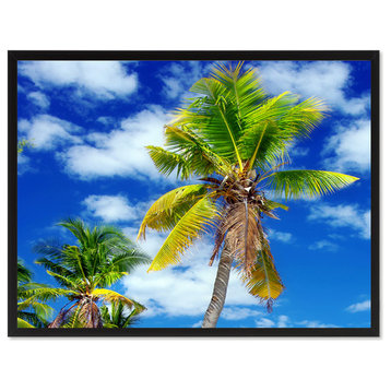 Palm Tree Landscape Photo Print on Canvas with Picture Frame, 28"x37"