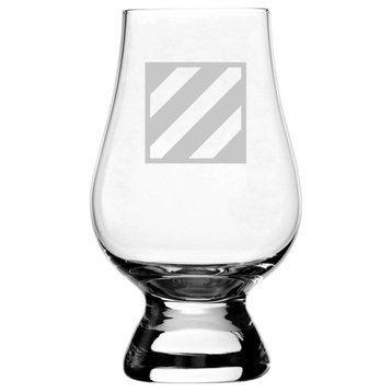 United States Army 3rd Infantry Division Etched Glencairn Crystal Whiskey Glass