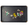 Chinese Rectangular Mother of Pearl Flower Birds Theme Wood Tray Hws1876