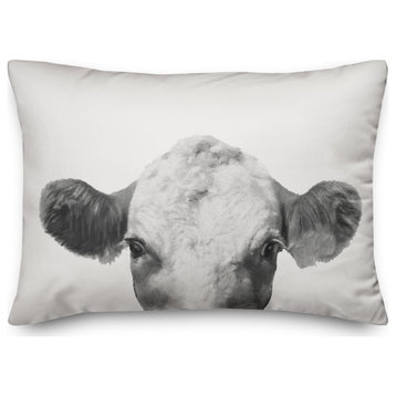 Peeping Cow Face 14x20 Spun Poly Pillow