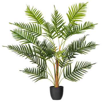Vickerman Potted Fern Palm Real Touch Leaves, 35.4"