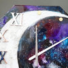 Galaxy wall clock, star moon wall clock, celestial wall clock, 3D resin clock