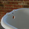 Marquis Biscuit Double Clawfoot Tub With Nickel Feet, Drilled Rim Faucets