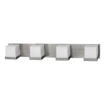 Monroe 4 Light Bathroom Vanity Light, Satin Nickel