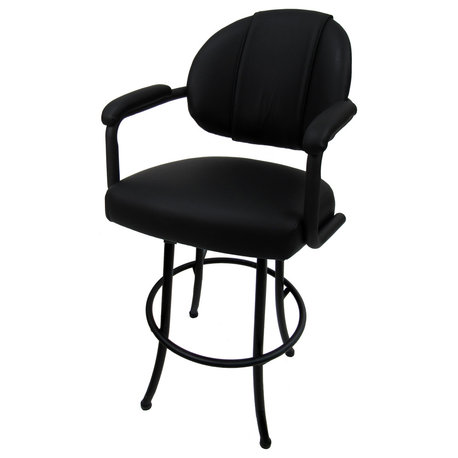 M-70 Swivel Bar Stool Metal Frame Counter 26", 30" Extra Tall 34", Black on Black, 26"