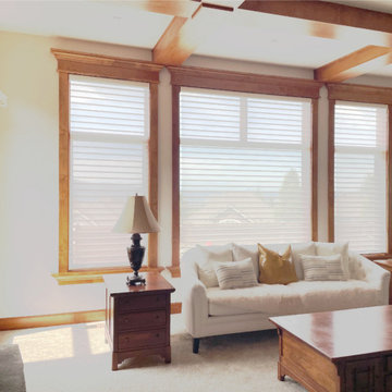 Motorized Silhouette® Sheer Shades in Living Room | Amazing Blinds by Armi