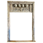 Mogul Interior - Consigned Antique India Carved Arch Whitewashed Carved Archway Doorway - Add a touch of old-Elevate your space with this breathtaking Antique Indian Carved Archway, a timeless architectural element reclaimed from a historic haveli in India. Handcrafted from solid teak wood and whitewashed for a soft, weathered finish, this piece captures the essence of traditional Indian craftsmanship with ornate carvings and a gracefully arched silhouette.