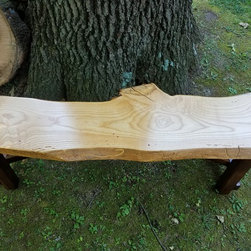 Rustic Oak Bench - Live Edge Natural Wood - Accent And Storage Benches