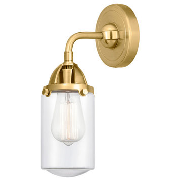 Dover Sconce, Satin Gold, Clear, Clear