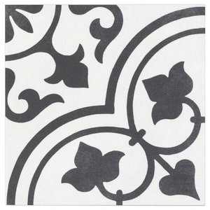 Sintra Ornate Matte 9 X9 Porcelain Field Tile Black White Contemporary Wall And Floor Tile By Ivy Hill Tile