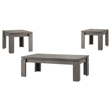 Coaster Cain 3-Piece Wood Coffee Table Set in Weathered Gray
