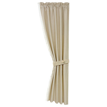 HiEnd Accents Linen Curtain with Lace Detail, 48X108"
