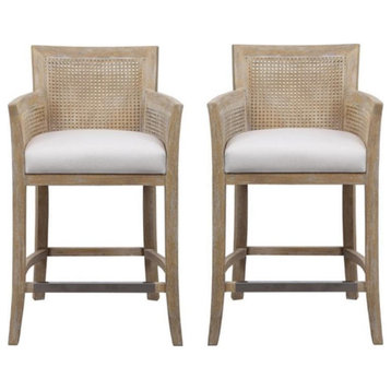 Home Square Encore Counter Stool in Off White Finish - Set of 2