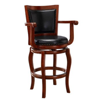 Jones Counter Height Swivel Stool, Cherry With Black Pu