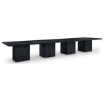 Meridian Furniture - Belinda Solid Wood Dining Table, Black, 54" W X 216" D, 4 Tables - Even the smallest, most intimate dinner feels like an event when you're seated at this Belinda black modular dining table. Crafted with a solid wood base and a black finish oak wood veneer MDF top, its square top with fluted base exudes contemporary charm. The table top's thickness and natural wood grain variations add unique character, ensuring each piece is one-of-a-kind. Modular to create infinite configurations, it blends functionality with style for memorable dining experiences in any space.