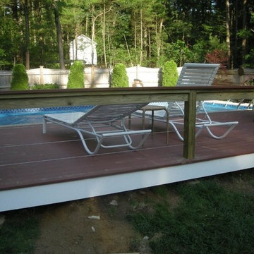 Walpole MA: 4x4 Post, 2x4 Top Rail, 2x2 Support, Stainless Cable Railng