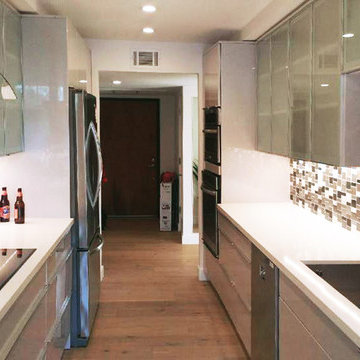 Glass Door Wall Cabinet and Chrome HG Base Cabinet