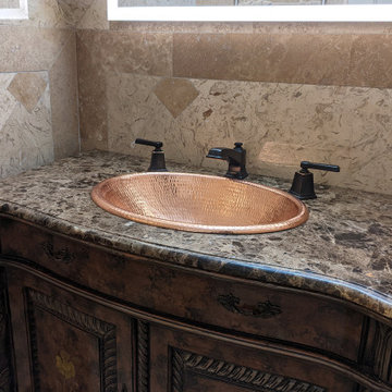 19" Oval Self Rimming Hammered Copper Bathroom Sink in Polished Copper (LO19RPC)