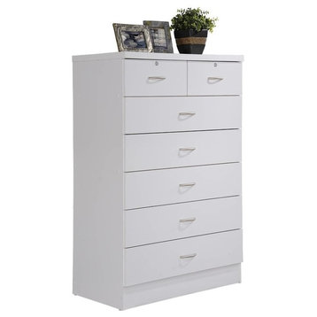 7-Drawer Chest With Locks On 2-Top Drawers, White