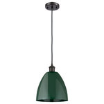 Innovations Lighting - Innovations Lighting 516-1P-OB-MBD-9-GR Plymouth Dome 1 Light 9" Mini Pendant - Innovations Lighting 516-1P-OB-MBD-9-GR Plymouth Dome 1 Light inch Mini Pendant. Style: Industrial, Farmhouse, Restoration-Vintage. Collection: Ballston. Material: Steel, Cast Brass. Metal Finish(Body): Oil Rubbed Bronze. Metal Finish(Shade): Matte Green. Metal Finish(Canopy/Backplate): Oil Rubbed Bronze. Dimension(in): 12.875(H) x 9(W) x 9(Dia). Bulb: (1)60W Medium Base Vintage Bulb recommended(Not Included). Voltage: 120. Dimmable: Yes. Color Temperature: 2200. CRI: 99.9. Lumens: 220. Maximum Wattage Per Socket: 100. Min/Max Height(Fixture Height with Cord or Included Stems and Canopy)(in): 15.875/132.875. Wire/Cord: 10 Feet Of Black Textured Cord. Sloped Ceiling Compatible: Yes. Shade Material: Metal. Glass or Metal Shade Color: Green. Shade Size Dimension(in): 9(Dia) x 8.125(H). Shade Fitter Measurement: Neckless with a 2.125 inch Hole. Canopy Dimension(in): 4.5(Dia) x 0.75(H). ADA Compliant: No. UL and ETL Certification: Damp Location.