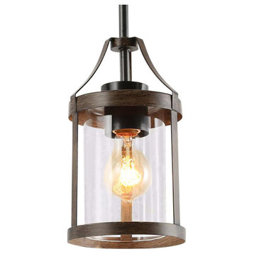 LNC 1-Light Farmhouse Hanging Lantern Matal Bronze Distressed Mini Pendant Light