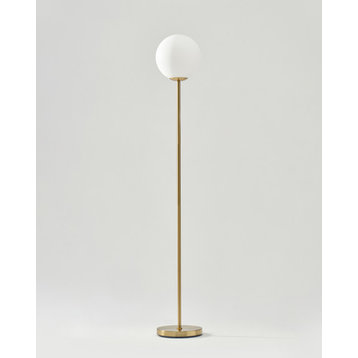 Brightech Luna - Frosted Glass Globe Floor Lamp - Mid Century Modern Light, Bras