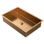 Karran USA - Karran Cinox Stainless Steel Rectangular Undermount Sink, Brushed Copper - The Karran CCU300BC, a part of the esteemed Cinox Collection, brings a modern twist to bathroom elegance. This rectangular undermount bathroom sink, in a captivating Brushed Copper finish, seamlessly blends style with functionality. Made with durable T-304 stainless steel, it assures both longevity and a consistently polished look. Measuring L 21-5/8 x W 15 x H 5-1/8 inches, the sink is perfectly sized for various bathroom layouts, offering spaciousness without compromising on design. The undermount setup of the CCU300BC provides a neat, flush fit with the countertop, creating a sleek and uncluttered aesthetic, synonymous with Karran's commitment to superior design and quality.