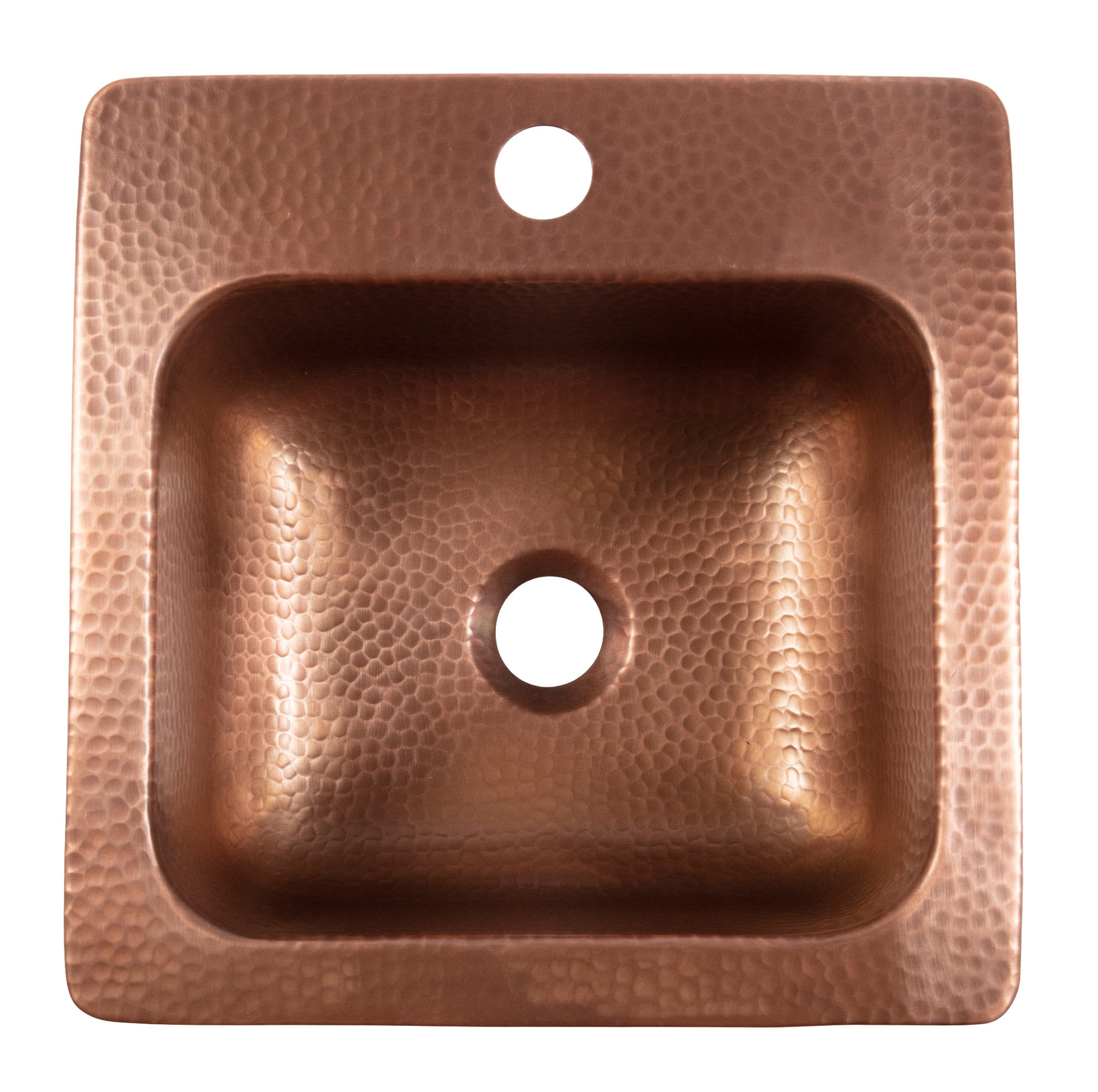 Angelico Copper 15" Single Bowl Drop-In Kitchen Sink