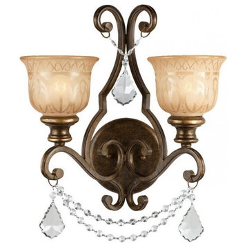 Norwalk 2 Light Spectra Crystal Bronze Sconce