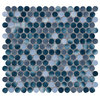 Mosaic Handmade Porcelain Penny Round Tile for Floors Walls, Deep Ocean Blue