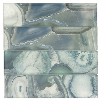 3"x12" Magical Forest Glossy Glass Tile, Periwinkle Dust Blue, Set of 15