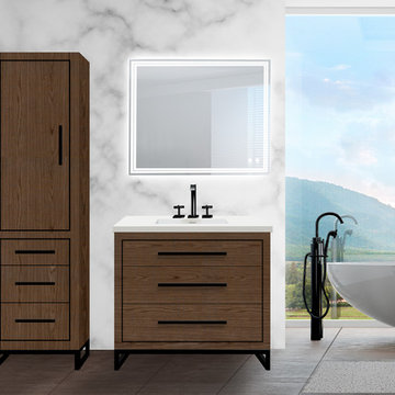 Madeli Estate 36" Brandy finish and Matte Black handles and legs