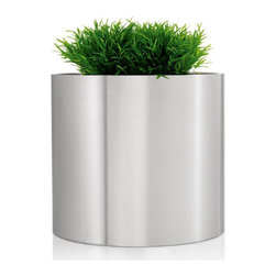Blomus - Greens Round Stainless Steel Planter - Outdoor Pots And Planters