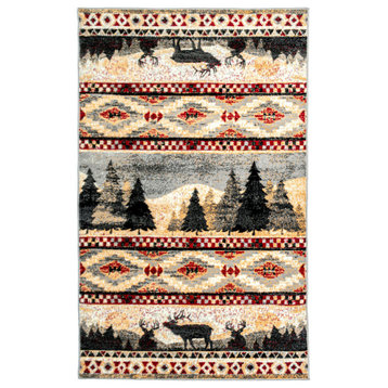 Tribal Print Rug - Multicolor, Polypropylene Floor Rug, 2'x4'