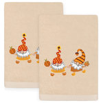 Linum Home Textiles - Linum Home Textiles Autumn Gnomes Hand Towels, Set of 2, Sand - Bring a playful autumn spirit to your decorations with colorful, embroidered hand towels for your guest bath. These AUTUMN GNOMES towels feature applique dancing bearded gnomes with intricate seasonal details. These special & luxurious autumn towels are made of the finest 100% Turkish cotton for maximum softness and absorbency. The AUTUMN GNOMES towels will add a whimsical mood to your festivities and make a great gift!