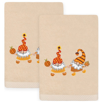 Linum Home Textiles Autumn Gnomes Hand Towels, Set of 2, Sand