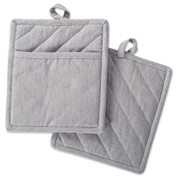 DII Gray Solid Chambray Pot Holder, Set of 2