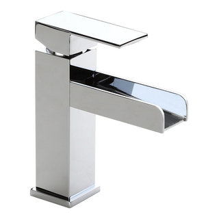 Modern Single Handle One Hole Waterfall Bathroom Sink Faucet Solid ...